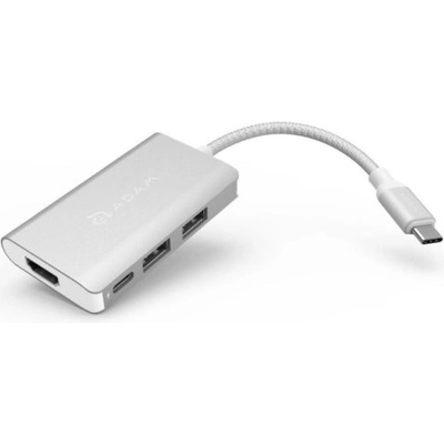 ADAM elements Casa Hub A01m - USB-C хъб с 2 USB изхода, USB-C PD порт и HDMI за устройства с USB-C порт (сребрист) (AAPADHUBA01MSL)