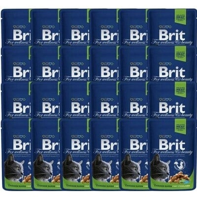 BRIT Premium Krmivo vo vrecúšku pre dospelé kastrované mačky s kuracím mäsom 24 x 100 g