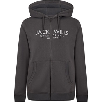 Jack Wills Мъжки суичър Jack Wills Graphic Zip Hoodie Mens - Slate