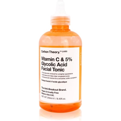 Carbon Theory SupaVIT-C 5% Glycolic & Vitamin C озаряващ тоник против акне, зачервявания и рани след акне 250ml