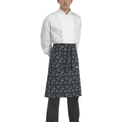 Egochef zástera nízka s vreckom vzor smrtky