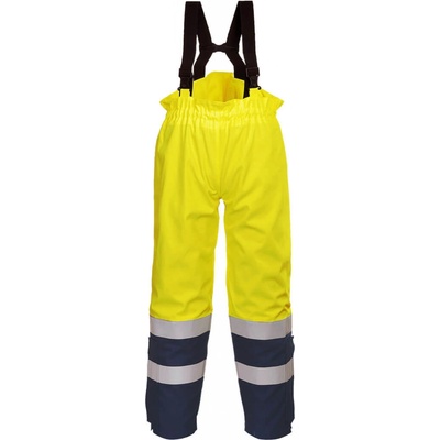 Portwest FR78 Bizflame Multi Arc Hi Vis Nehorľavé reflexné nohavice na traky žltá/žltá/tmavomodrá