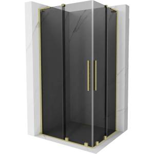Mexen Velar L Duo Плъзгаща се душ кабина 100 x 90 см, графит, злато с четка - 871-100-090-02-43-55 (871-100-090-02-43-55)