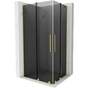 Mexen Velar L Duo Плъзгаща се душ кабина 100 x 90 см, графит, злато с четка - 871-100-090-02-43-55 (871-100-090-02-43-55)