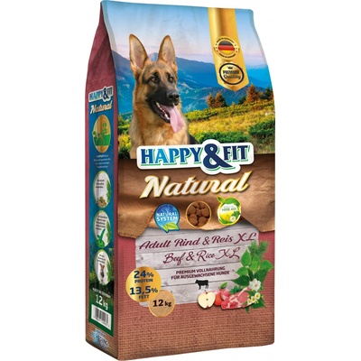 Happy & Fit Natural Adult Rind & Reis XL 12 kg