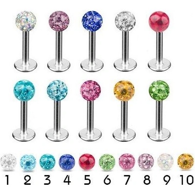 Šperky4U piercing do brady labreta se krystaly Swarovski LB01097-P