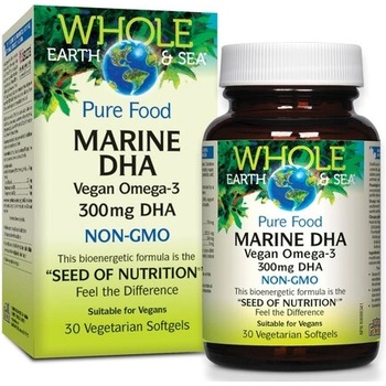 Natural Factors Whole earth and sea® Marine DHA Веган Омега-3 (от микроводорасли) 30 V софтгел капсули | Natural Factors (35551 NF)