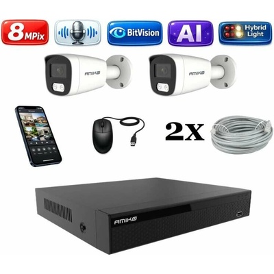 Amiko IP 2 kamerový set 4K Ultra HD 8Mpix Ai Dl Tube 1801K2