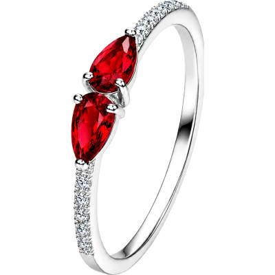 Zlaton Prsten bílé zlato s rubínem a diamanty N07042602495