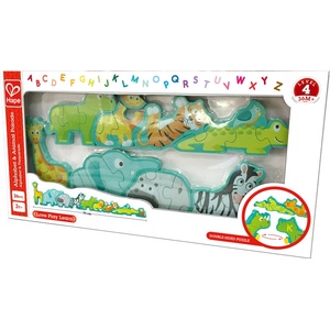 Hape Дървен пъзел, Hape, Азбука и животни, Двустранен, 26 части (H1627)
