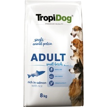 TropiDog Premium Adult SMALL BREEDS Rich v lososu s rýží 8 kg