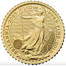 Britannia zlatá mince 2025 1/10 oz