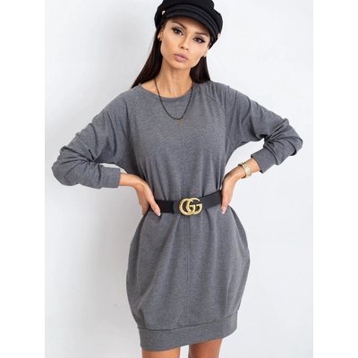 Voľné šaty s vreckami RV-TU-5184.93P dark gray