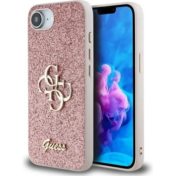 GUESS Калъф Guess Fixed Glitter Big 4G iPhone 16e - розов