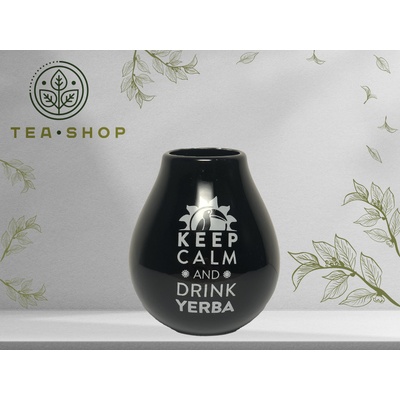 Mate Green Keramická kalabasa Čierna Keep Calm 350 ml