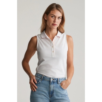 Gant CONTRAST COLLAR SLEEVELESS PIQUE WHITE