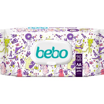 Bebo мокри кърпи с екстракт от лавандула - 90 броя