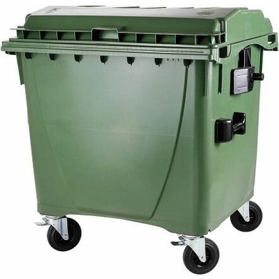 MEVA-TEC Plastový kontejner s plochým víkem 1100 l. - zelený