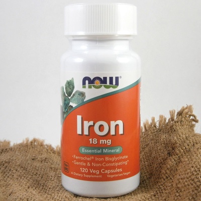 Now Iron Bisglycinate Železo chelát Ferrochel 18 mg 120 kapsúl