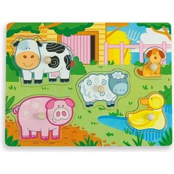 ANDREU Toys Дървен пъзел Andreu toys - Ферма, с подсказка (16464)