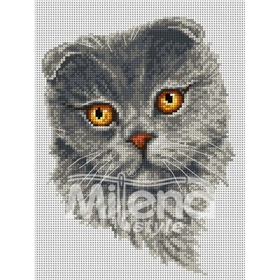 Milena Style Шотландска клепоуха котка - гоблен със схема конци dmc 1: 1