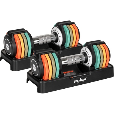 REBEL ACTIVE Automaticky nastavitelné litinové jednoručky sada 2 x 5 kg