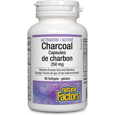 Natural Factors Activated Charcoal, 250 mg, 90 капсули, Natural Factors
