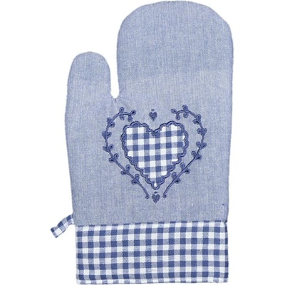 Forbyt Kuchynská chňapka Srdiečko a Káro modrá, 18 x 28 cm