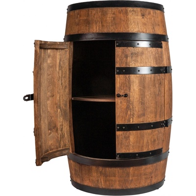 Creative Cooper dřevěný stojan na víno sud s dvířky v retro stylu výška 80 cm – Sleviste.cz