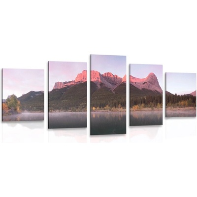 5-dílný obraz západ slunce nad Dolomity - 100x50
