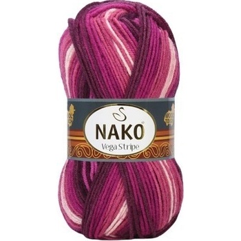 Nako Pletací příze Nako Vega Stripe 82413 - vínová