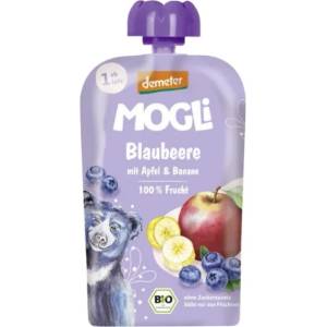 Mogli Био плодово пюре Mogli - Пауч с ябълка, банан, боровинка, 100 g (BB210661) - baby