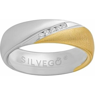 SILVEGO Snubný strieborný prsteň SHULIEN pozlátený žltým zlatom s Brilliance Zirconia SHG8501RWGP