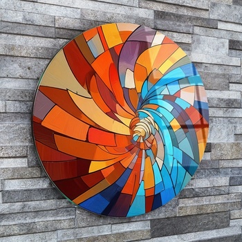 Art gift Кръгло стъклено пано - Вихър на Цветовете