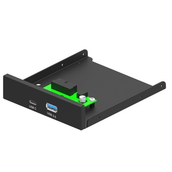 Gembird Вътрешен преден панел, Gembird, 3.5'' PC, USB 3.1 TYPE-A + TYPE-C PORT, черен (FDI3-U3C-01) (FDI3-U3C-01)