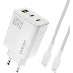 Dudao A29C мрежово зарядно устройство с USB+2 Type-C изхода, 65 W, PD бързо зареждане + кабел Type-C, БЯЛО (GP-193742)