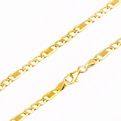 Šperky eshop Retiazka zo žltého zlata tri očká a jedno dlhšie s mriežkou S3GG24.02