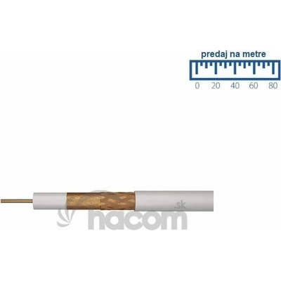 Emos koaxiálny kábel 1mm vodič meď +1x 40% opletenie, biely