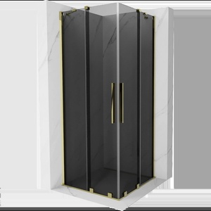 Mexen Velar Duo плъзгаща се душ кабина 90 x 90 см, графит, златна - 871-090-090-42-50 (871-090-090-42-50)