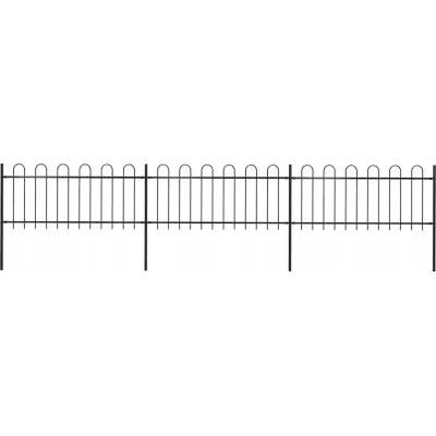 Zahradní plot s obloukem nahoře ocelový 537 x 80 cm černý Černý 277649