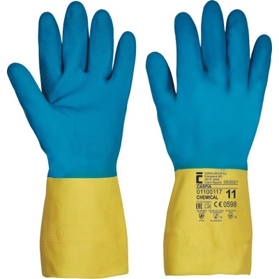 Cerva Caspia Protichemické rukavice žltá/modrá 1 pár