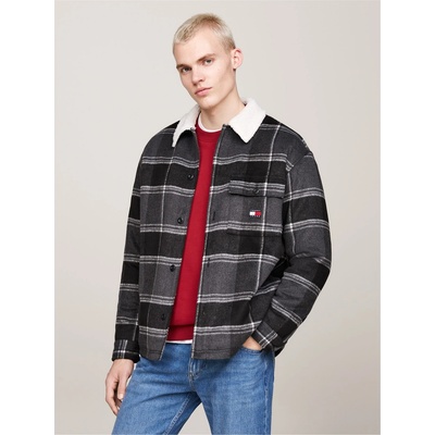 Tommy Jeans Check Sherpa Long-sleeved Overshirt - Black Check