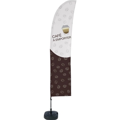 Jansen Display Beach Flag Budget Wind Complete Set Coffee To Go French ECO, 1010 x 4305 mm