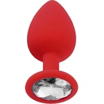 X Fun Силиконов Butt Plug с бижутерия "X FUN REDED CLEAR" 7 см. Размер - S