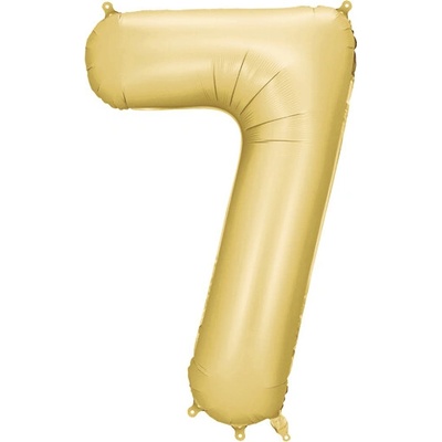 PartyDeco Balón Číslo 7 zlatý saténový 86 cm