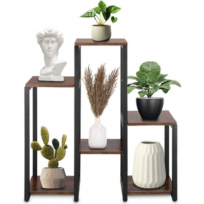 SPRINGOS Kovový stojan na květiny VERDIA 79 cm tmavě hnědý – Zbozi.Blesk.cz