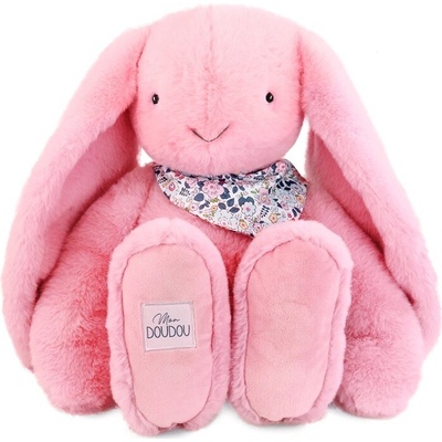 Doudou et Compagnie Paris Doudou Plyšový králík XXL s šátkem růžový 50 cm