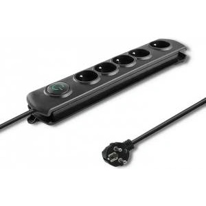 Qoltec Anti-surge bar QOLTEC 1.8M 5-SOCKETS BLACK/Modern