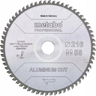 METABO okružní pila FZ/TZ 216x30x58z pro řezání hliníku