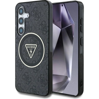 GUESS 4G Glitter Triangle Buttons MagSafe Case за Samsung Galaxy S25 Plus черен (3666339449575)